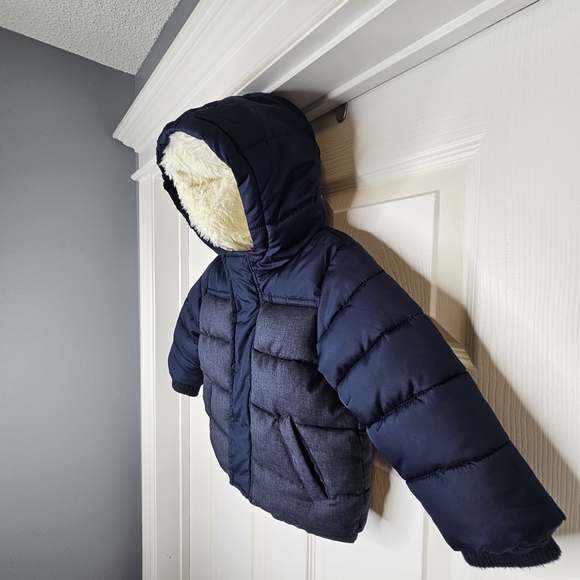 George Winter Coat Puffer Jacket Navy Blue Sherpa Lined Kids Baby Size 12-18M - Picture 13 of 15